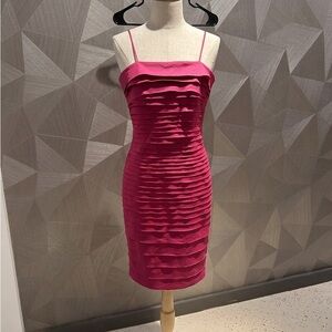 Pink Layered Bodycon Spaghetti Strap Dress